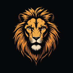 Powerful Lion's Head Graphic Design/Close-up graphic design of a lion's head, stylized and bold.