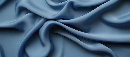 Obraz premium Soft blue satin fabric texture with flowing folds and waves, ideal for backgrounds and textile design, Copy Space available.