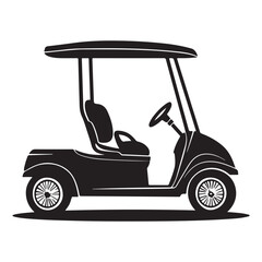 Monochrome Golf Vehicle Illustration – Stylish Vector Art