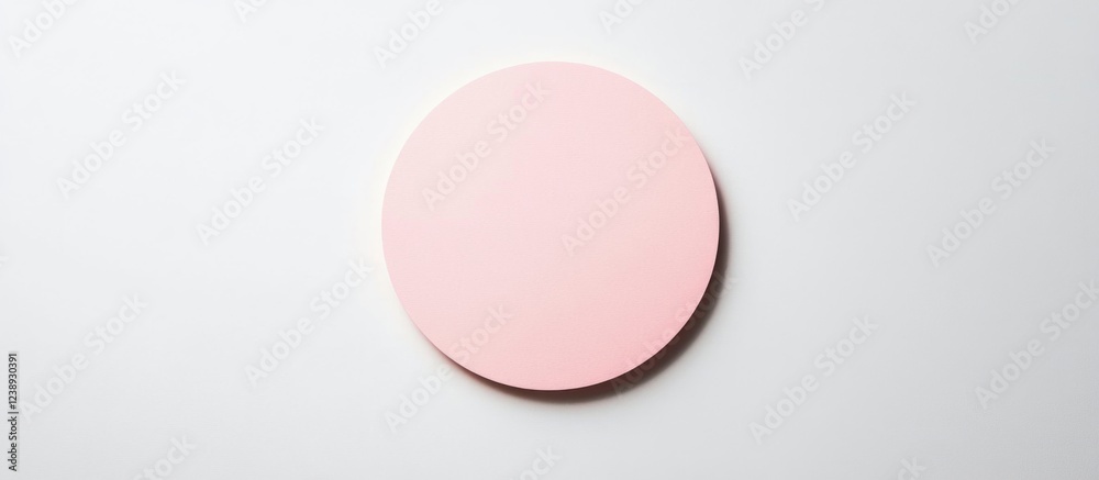 Poster minimalist round pink object on white background with ample negative space for text placement copy s