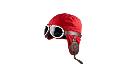 Red Aviator Hat with Goggles Stylish Winter Headwear