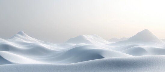 Snowy landscape with smooth hills and soft lighting under a pale sky featuring ample Copy Space for text placement