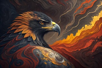 Fototapeta premium Stylized Eagle Illustration with Colorful Feathers