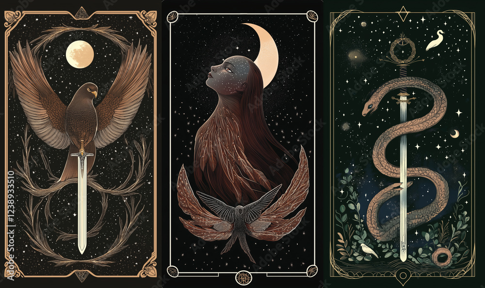 Wall mural tarot illustrations in modern style