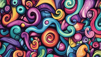 Fototapeta premium Vibrant abstract colorful swirls and shapes background.