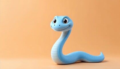 Fototapeta premium Adorable Blue Cartoon Snake 3d Render Illustration