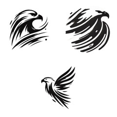 Obraz premium Stylized eagle icons in various artistic forms representing freedom and strength concept 