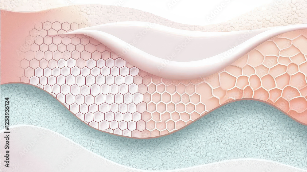 Aufkleber skincare foam on a honeycomb-patterned skin surface, symbolizing deep cleansing and hydration