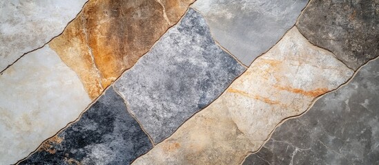 Textured stone wall background with various colors and patterns suitable for interior design. Copy Space