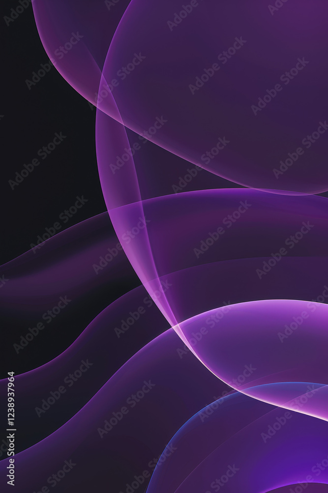 Poster soft purple waves intertwine gracefully, creating an ethereal ambiance against a dark background, ca