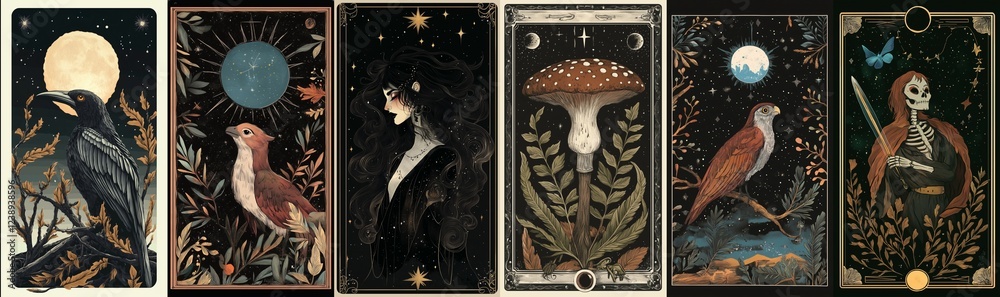 Wall mural tarot illustrations in modern style