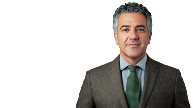 Confident businessman posing with transparent background