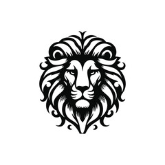 A striking lion silhouette vector on a clean white background, showcasing the majestic and powerful essence of the king of the jungle.