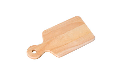 Wooden cutting board with hanging handle isolated on transparent background, png file