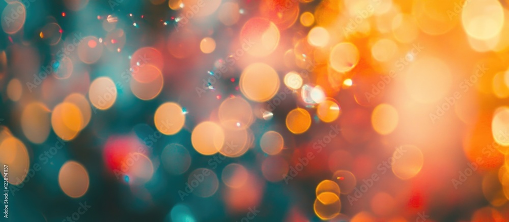 Poster abstract bokeh background with multicolored lights in a soft focus creating a vibrant and shimmering