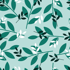 Floral seamless pattern. Foliage surface pattern design of branchlets and leaves