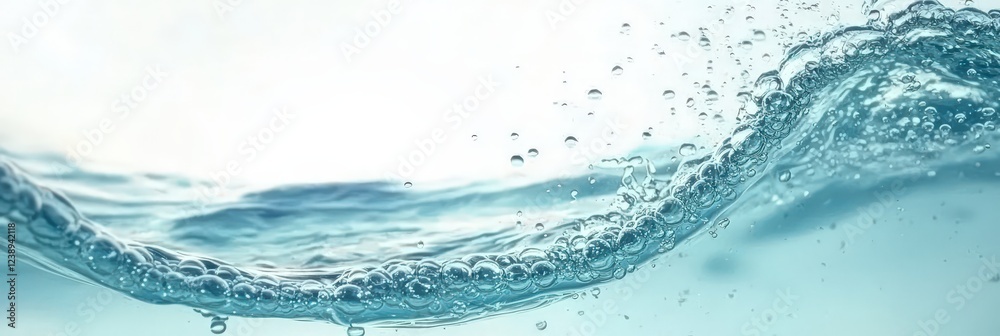 Fototapete the image showcases a dynamic water wave, filled with bubbles, illuminated beautifully. the scene ca