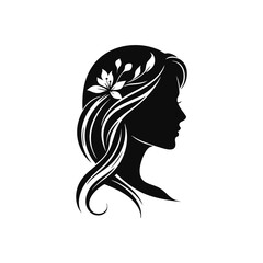 Stylish Women Head Silhouette Design