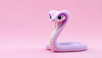 Fototapeta premium Adorable Pink Cartoon Snake 3d Render