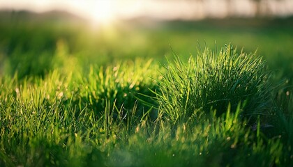 Obraz premium inexperienced grass out of recognition with a blurred heritage