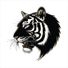 Powerful Tiger Head Profile, Graphic Design