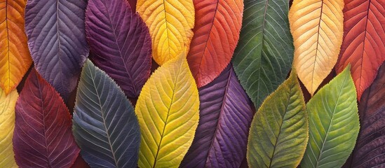 Colorful Autumn Leaves Pattern Background with Various Leaf Shapes and Colors