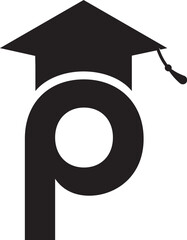 academic hat icon, with editable stroke. Linear mortarboard sign, education pictogram, education hat with letter