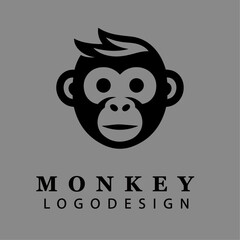Minimalist black and white monkey face logo design vector illustration perfect for branding esports mascots wildlife nature and business identity concepts
