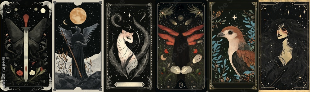 Wall mural tarot illustrations in modern style