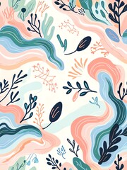 Whimsical Floral Abstract: Pastel Dreamscape