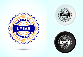 Advertising 1 year warranty label, icon, logo, badge, symbol design