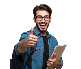 Happy student with thumbs up 