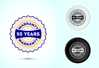 Advertising 50 years warranty label, icon, logo, badge, symbol design