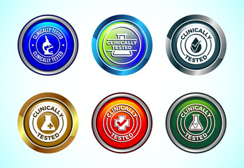 Clinically tested icon design illustration, Clinically proven label sign, Button Design Set
