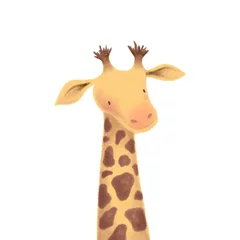cute giraffe cartoon illustration isolated on white. Neck of giraffe. Wildlife animal drawing perfect for kids or baby room decoration and wallpaper 