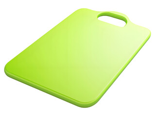 Lime green plastic cutting board isolated on transparent background, PNG, cut out