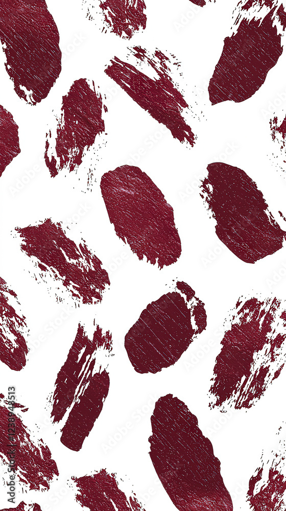 Poster an artistic pattern of maroon brush strokes overlays a white backdrop, resulting in a visually appea