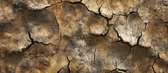 Fototapeta premium Cracked dry earth texture background with natural patterns and colors suitable for various design projects Copy Space