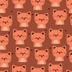seamless pattern cute cartoon pink cat. cute animal pattern for wallpaper, background and gift wrap paper