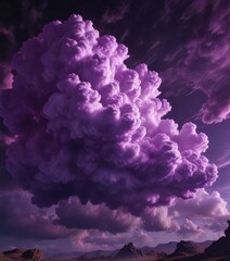 Fototapeta premium Mysterious purple cloud formations on a dark, richly textured background, deep space, mystical atmosphere, purple clouds