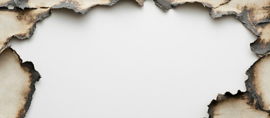 Burned paper edges with a blank white center suitable for text placement Copy Space