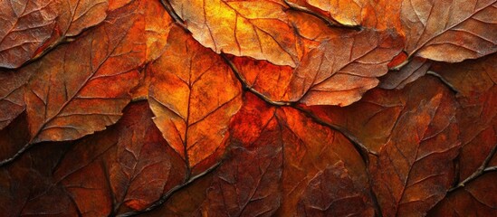 Autumn leaves background in warm orange and brown tones with textured surface for natural and seasonal themes Copy Space