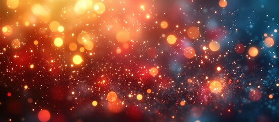 Fototapeta premium Colorful abstract background with bokeh lights in orange and blue tones featuring a dreamy and festive feel Copy Space