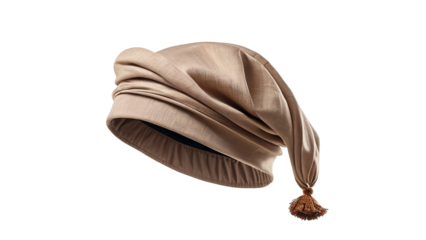 Elegant Beige Sleep Cap with Tassel Soft Comfortable Nightcap