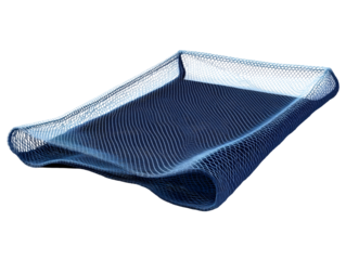 Navy blue mesh tray with flexible sides, isolated on transparent background, PNG, cut out