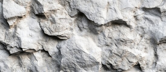 Fototapeta premium Textured gray rock wall surface with varied shapes and tones suitable for backgrounds and design elements. Copy Space