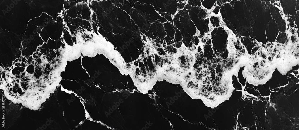 Poster black marble surface with white waves pattern creating a natural abstract background suitable for de