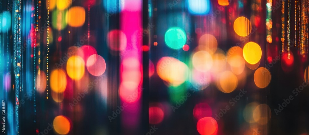 Poster colorful abstract light bokeh background with vertical lines and copy space for text use in designs