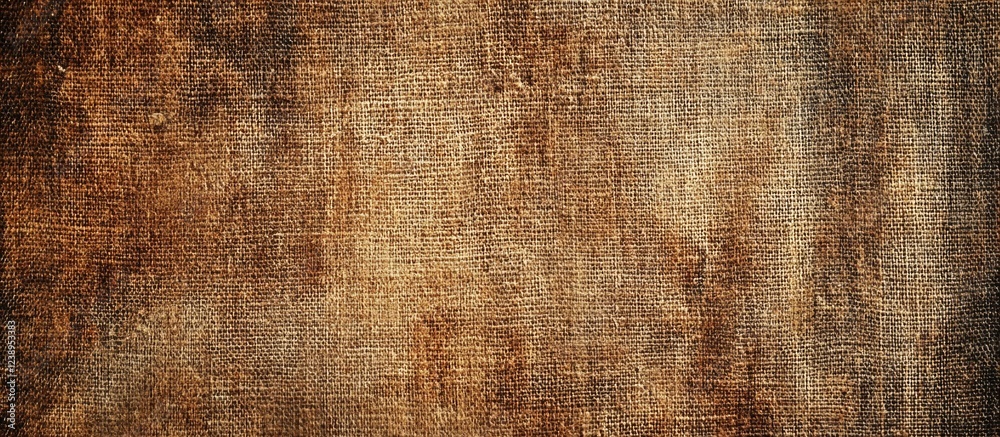 Poster textured burlap background with a rustic appearance featuring warm brown tones and a rough weave ide