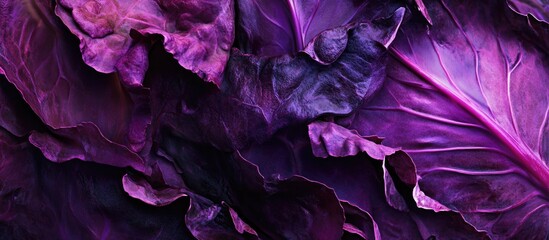 Purple cabbage leaves texture background with rich colors and details suitable for food and health related themes Copy Space